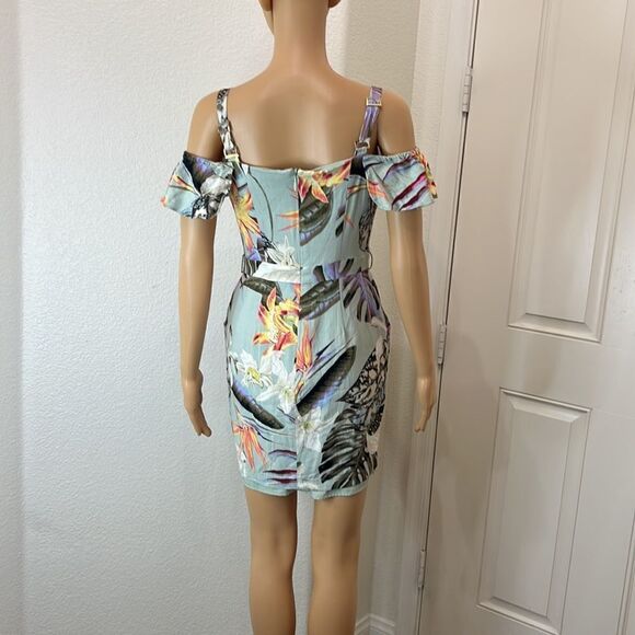 Guess Dress Sz Small Tropical Floral Sweetheart Neck Adjustable Straps Pockets - Picture 8 of 15